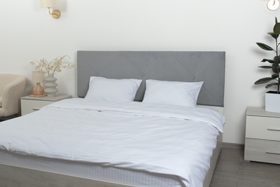 Полуторный комплект постельного белья Amore страйп-сатин Premium, белый, 50x70 + простынь на резинке KPB-A1,5-ST-Prime305(1x1) 50x70 фото